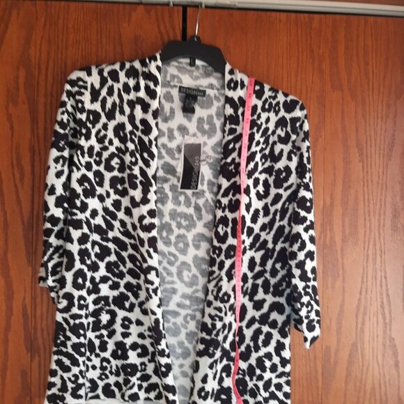 NEW With Tag ! Design 365 Black & White Open Light Weight Cardigan Sweater Sz S - Picture 2 of 7